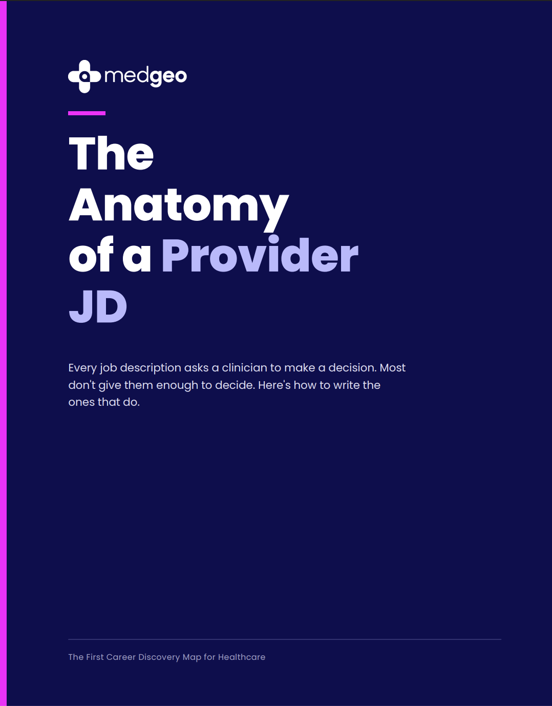 Cover of MedGeo's guide: The Anatomy of a Provider JD